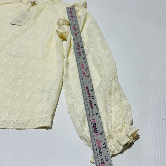 Joie Blouse Top Women's Small Ivory Ruffle Crew Neck Balloon Sleeve Pullover NWT - Picture 4 of 8